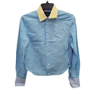 Faconnable Women's Bright Multicolor‎ Stripes Gingham Long Sleeve Button Up 4